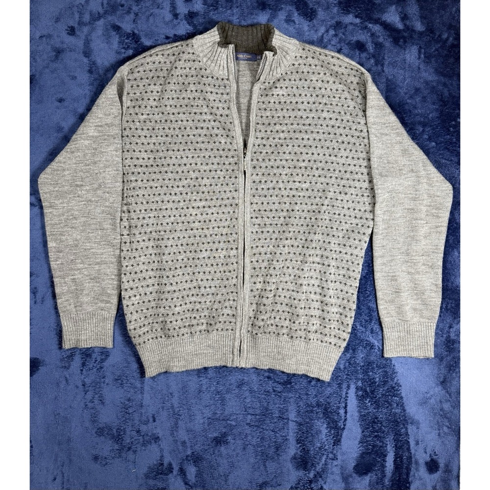 Aldo Conti Italia Zip Up Sweater, Gray w/pattern,‎ Size XLarge
